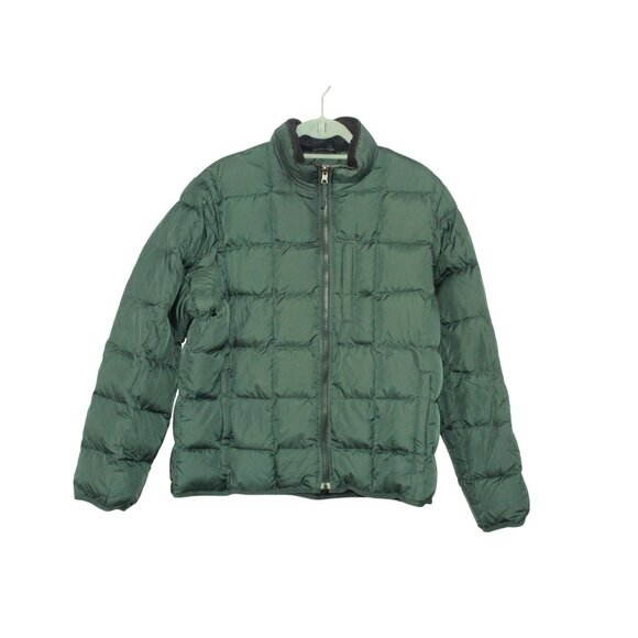 LL Bean Quilted Full Zip Down Jacket Nylon Green Liner Only Size Medium